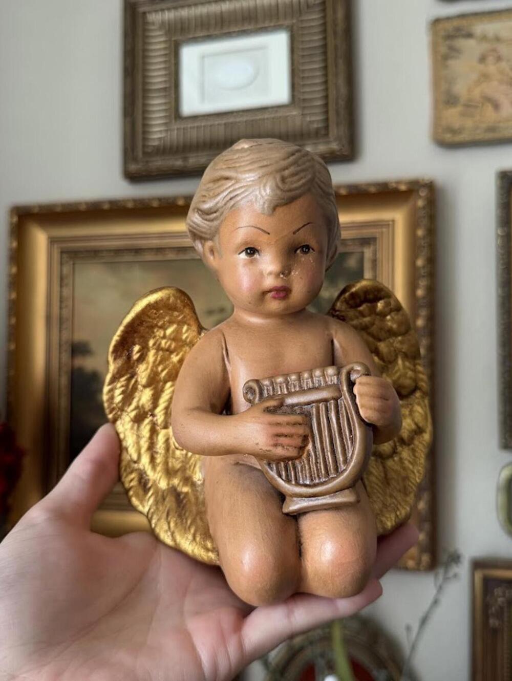 Vintage Hand-Painted Ceramic Cherub